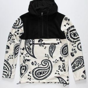 Mens RSQ paisley print hoodie black and white